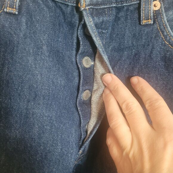 Levi's 501 Button Fly Straight Leg Jeans Men's Size 31 X 33 Blue Denim Workwear - Picture 4 of 13
